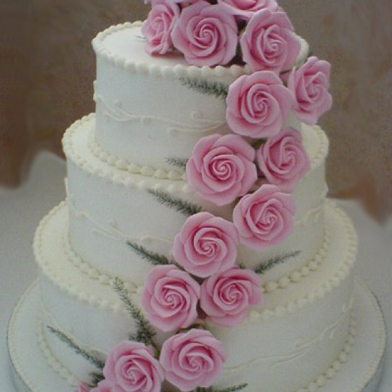 torta nuziale tema matrimonio rosa